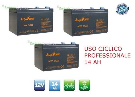AGM KIT BATTERIE 36V 14Ah GEL/AGM CICLICHE DEEP-CYCLE BICI ELETTRICA 6 DZM 10-14 