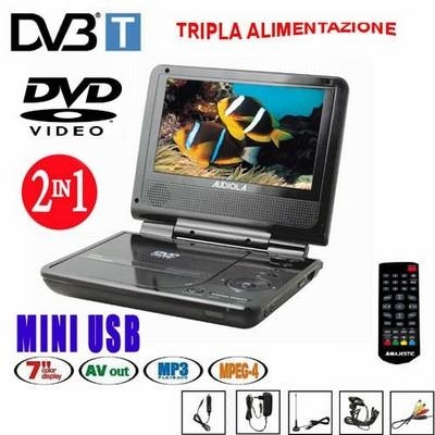 DVX-917D USB - LETTORE DVD MPEG4 PORTATILE CON SINTONIZZATORE DIGITALE  TERRESTRE SCHERMO 7” TFT LCD CON TELECOMANDO BATTERIA INTERNA RICARICABILE  - Electronic Megastore